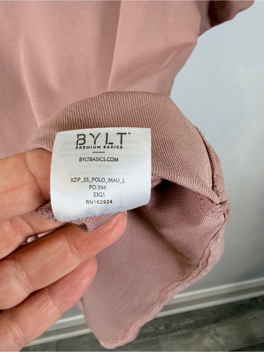 BYLT Premium Basics LUX Men’s Short-Sleeve Zip Front Polo Dusty Rose Sz L - Picture 5 of 12